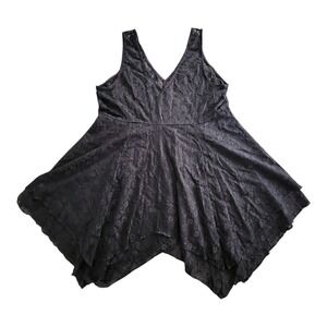 Torrid Lace Sheer‎ Mesh Black Embroidered Tank Top Size 0 Or Large Whimsy Goth